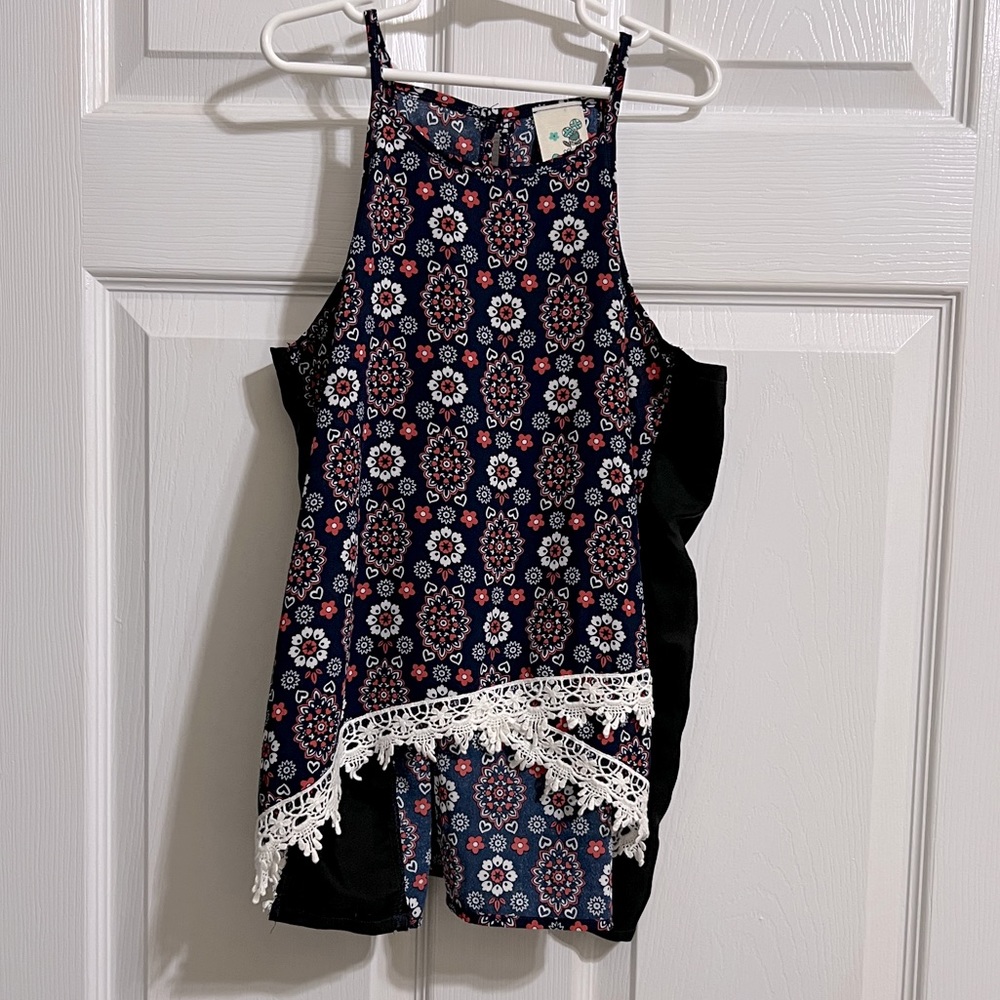 LILY BLEU Girl’s Sleeveless Floral Print Blouse- Size L (14)